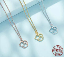 Load image into Gallery viewer, Silver Kitty Heart Necklace - All Colors - JBCoolCats