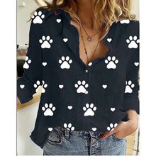 Load image into Gallery viewer, Long Sleeve Vintage Paw Print Shirt - Black - JBCoolCats