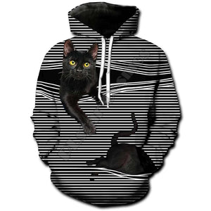 Peeking Cat 3D Hoodie - Front - JBCoolCats