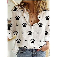Load image into Gallery viewer, Long Sleeve Vintage Paw Print Shirt - Clothing - JBCoolCats
