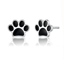 Load image into Gallery viewer, Sterling Silver Cat Paw Stud Earrings - Black - JBCoolCats