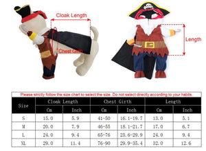 Funny Cat Pirate Suit - Size Chart - JBCoolCats