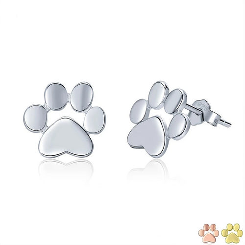 Sterling Silver Cat Paw Stud Earrings - Cat Jewelry - JBCoolCats