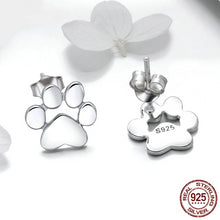 Load image into Gallery viewer, Sterling Silver Cat Paw Stud Earrings - Cat Jewelry Alt View - JBCoolCats