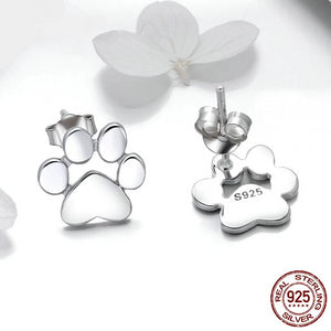 Sterling Silver Cat Paw Stud Earrings - Cat Jewelry Alt View - JBCoolCats