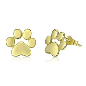 Sterling Silver Cat Paw Stud Earrings - Gold - JBCoolCats
