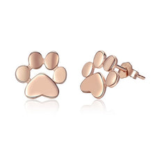 Load image into Gallery viewer, Sterling Silver Cat Paw Stud Earrings - Rose Gold - JBCoolCats