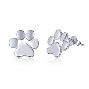 Sterling Silver Cat Paw Stud Earrings - Silver - JBCoolCats