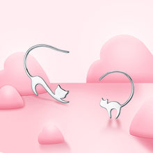 Load image into Gallery viewer, Sterling Silver Little Cat Drop Earrings - Alt View - JBCoolCats