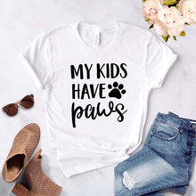 Load image into Gallery viewer, My Kids Have Paws T-Shirt - White - JBCoolCats