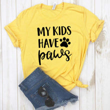Load image into Gallery viewer, My Kids Have Paws T-Shirt - Yellow - JBCoolCats