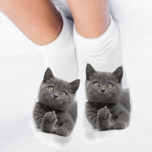 3D Funny Cute Cartoon Kitten Socks - Gray Cutie - JBCoolCats