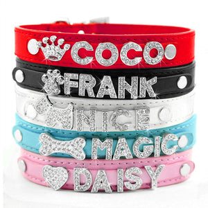 Personalized Rhinestone Leather Cat Collar - Colors - JBCoolCats