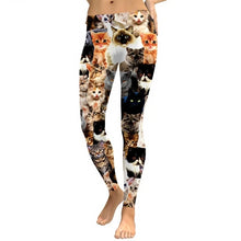 Load image into Gallery viewer, Cat Print Workout Leggings - Front View - JBCoolCats