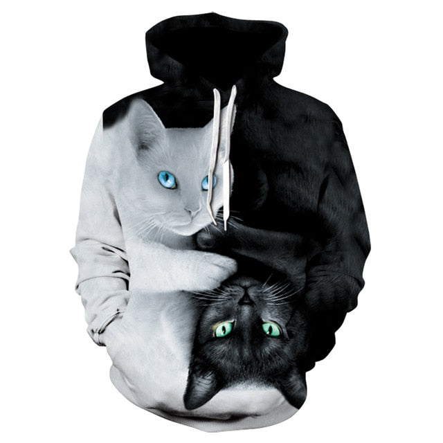 Black and White Cat Hoodies - Clothing - JBCoolCats