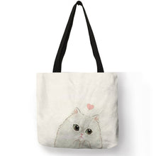 Load image into Gallery viewer, Cute Watercolor Painted Cat Tote - Cat with A Heart  - JBCoolCats