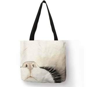 Cute Watercolor Painted Cat Tote - Sniffing- JBCoolCats