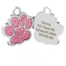 Load image into Gallery viewer, Engraved Pet Collar ID Tags - Bling Pink Paw - JBCoolCats