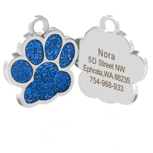 Load image into Gallery viewer, Engraved Pet Collar ID Tags - Bling Blue Paw - JBCoolCats