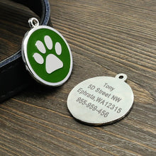 Load image into Gallery viewer, Engraved Pet Collar ID Tags - Green Paw - JBCoolCats