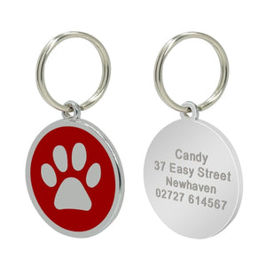 Engraved Pet Collar ID Tags - Red Paw - JBCoolCats