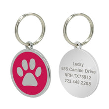 Load image into Gallery viewer, Engraved Pet Collar ID Tags - Pink Paw - JBCoolCats