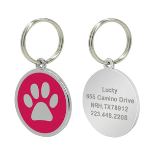 Engraved Pet Collar ID Tags - Pink Paw - JBCoolCats