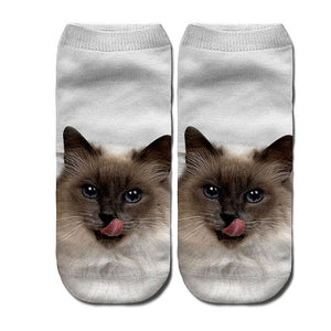 3D Funny Cute Cartoon Kitten Socks - Siamese - JBCoolCats