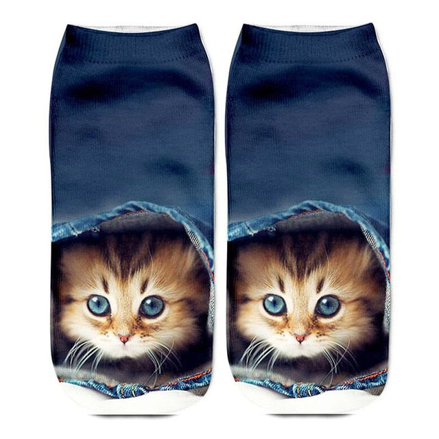 3D Funny Cute Cartoon Kitten Socks - Hiding - JBCoolCats