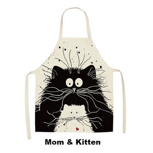 Cute Cartoon Cat Apron - Mom & Kitten - JBCoolCats