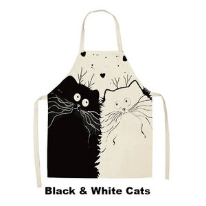 Cute Cartoon Cat Apron - Black & White Cats - JBCoolCats