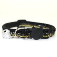 Load image into Gallery viewer, Sequin Cat Collar with Bell - Black-Gold - JBCoolCats