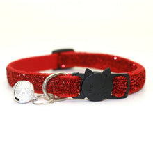 Load image into Gallery viewer, Sequin Cat Collar with Bell - Red - JBCoolCats