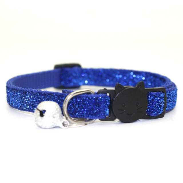 Sequin Cat Collar with Bell - Blue - JBCoolCats