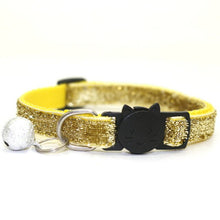 Load image into Gallery viewer, Sequin Cat Collar with Bell - Yellow - JBCoolCats