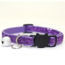 Load image into Gallery viewer, Sequin Cat Collar with Bell - Purple - JBCoolCats