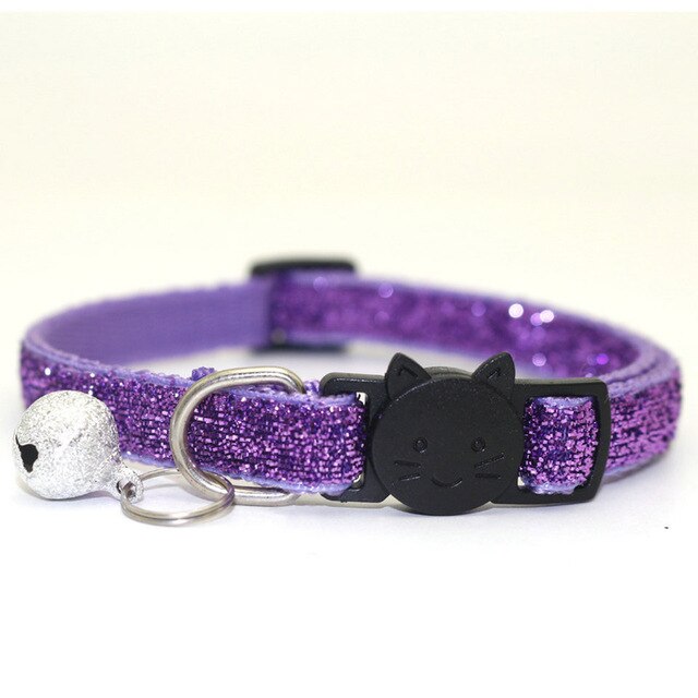 Sequin Cat Collar with Bell - Purple - JBCoolCats