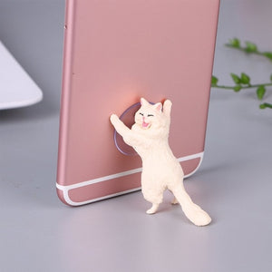 Cute Cat Phone Holder - White Cat - JBCoolCats