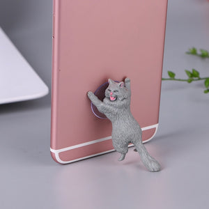 Cute Cat Phone Holder - Grey Cat - JBCoolCats