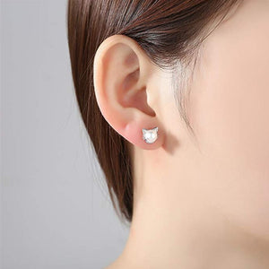 Cute Kitty Simulated Pearl Stud Earrings - alt view - JBCoolCats