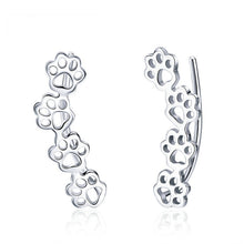 Load image into Gallery viewer, Trailing Cat Paw Footprint Earrings - Silver - JBCoolCats