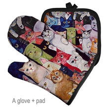 Load image into Gallery viewer, Silly Cats Oven Mitt Set - Many Cats - JBCoolCats