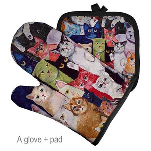 Silly Cats Oven Mitt Set - Many Cats - JBCoolCats