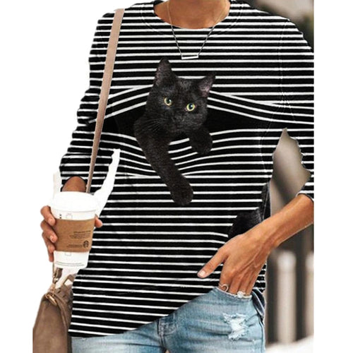 Peeking Cat 3D Long Sleeve T-Shirt - Clothing - JBCoolCats
