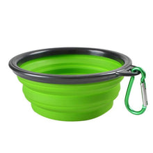 Load image into Gallery viewer, Collapsible Silicone Pet Water Bowl - Lime Green/Black Trim - JBCoolCats