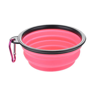 Collapsible Silicone Pet Water Bowl - Rose Pink - JBCoolCats
