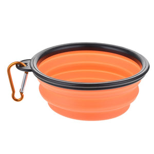Collapsible Silicone Pet Water Bowl - Orange/Black Trim - JBCoolCats