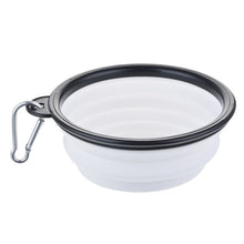 Load image into Gallery viewer, Collapsible Silicone Pet Water Bowl - White/Black Trim - JBCoolCats