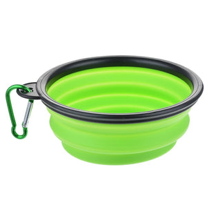 Collapsible Silicone Pet Water Bowl - Lime Green/Black Trim - JBCoolCats