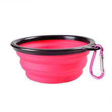 Load image into Gallery viewer, Collapsible Silicone Pet Water Bowl - Pink/Black Trim - JBCoolCats